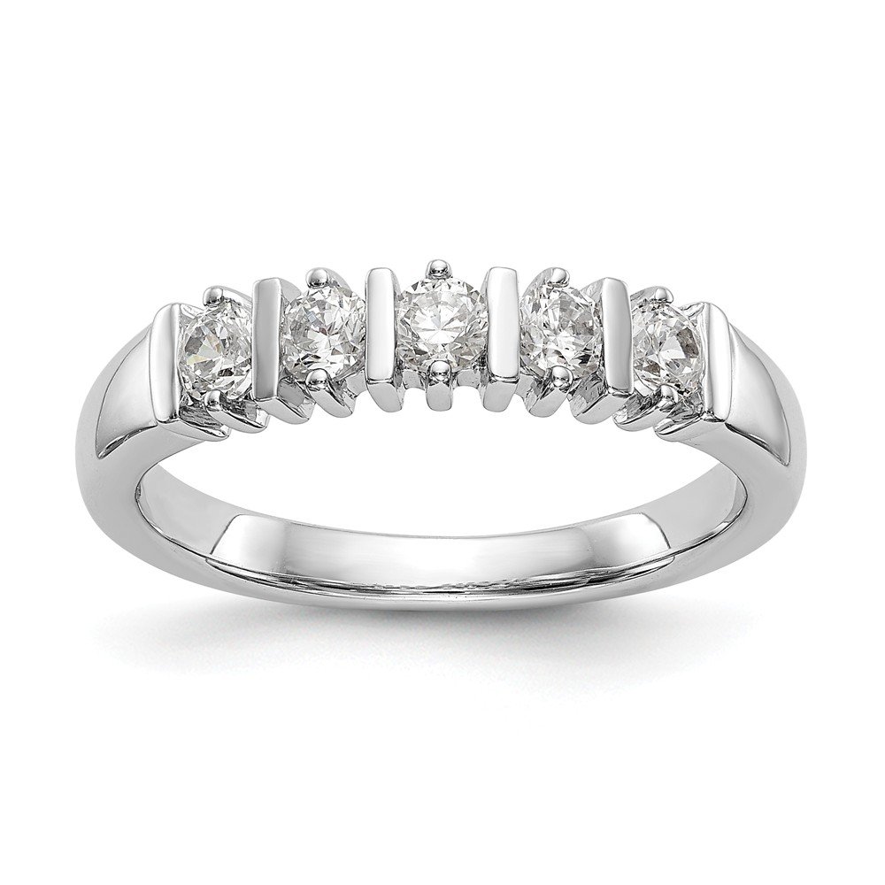 14K White Gold 5-Stone Diamond Wedding Band Ring for Women - 0.5 Carat Total Weight - Perfect for Engagement, Anniversary & Bridal Jewelry Gifts