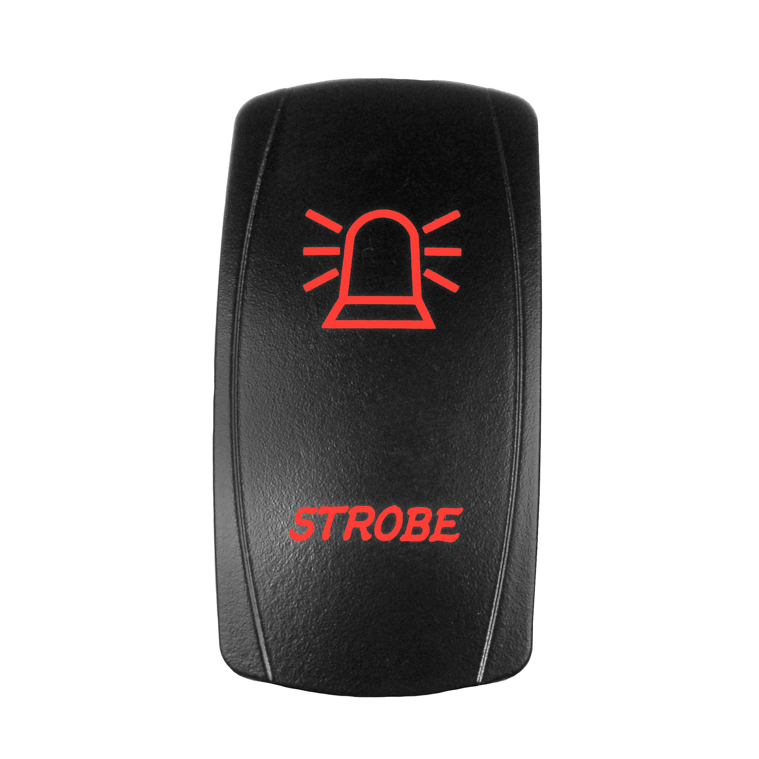 STV Motorsports 5 Pin Laser Rocker Switch with Strobe On/Off Function - 12V 20A Red LED Light for Off-Road Vehicles, Boats & ATVs | Durable Switch for Automotive, Marine & Industrial Use