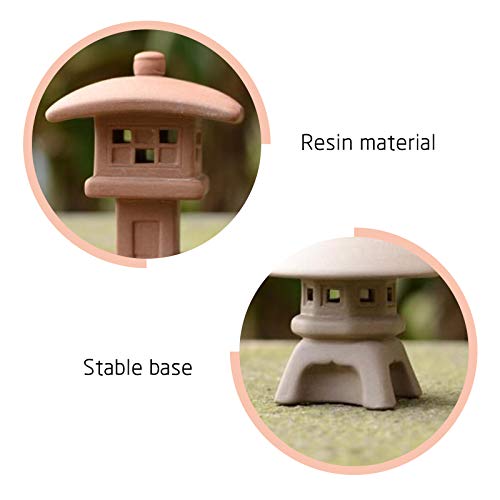 Miniature Ceramic Pagoda Lantern - Asian Zen Garden Decor, Beige Round Bonsai Ornament for Patio, Home & Office Decoration | Perfect for Meditation Spaces, Japanese Tea Gardens, and Feng Shui Interior Design
