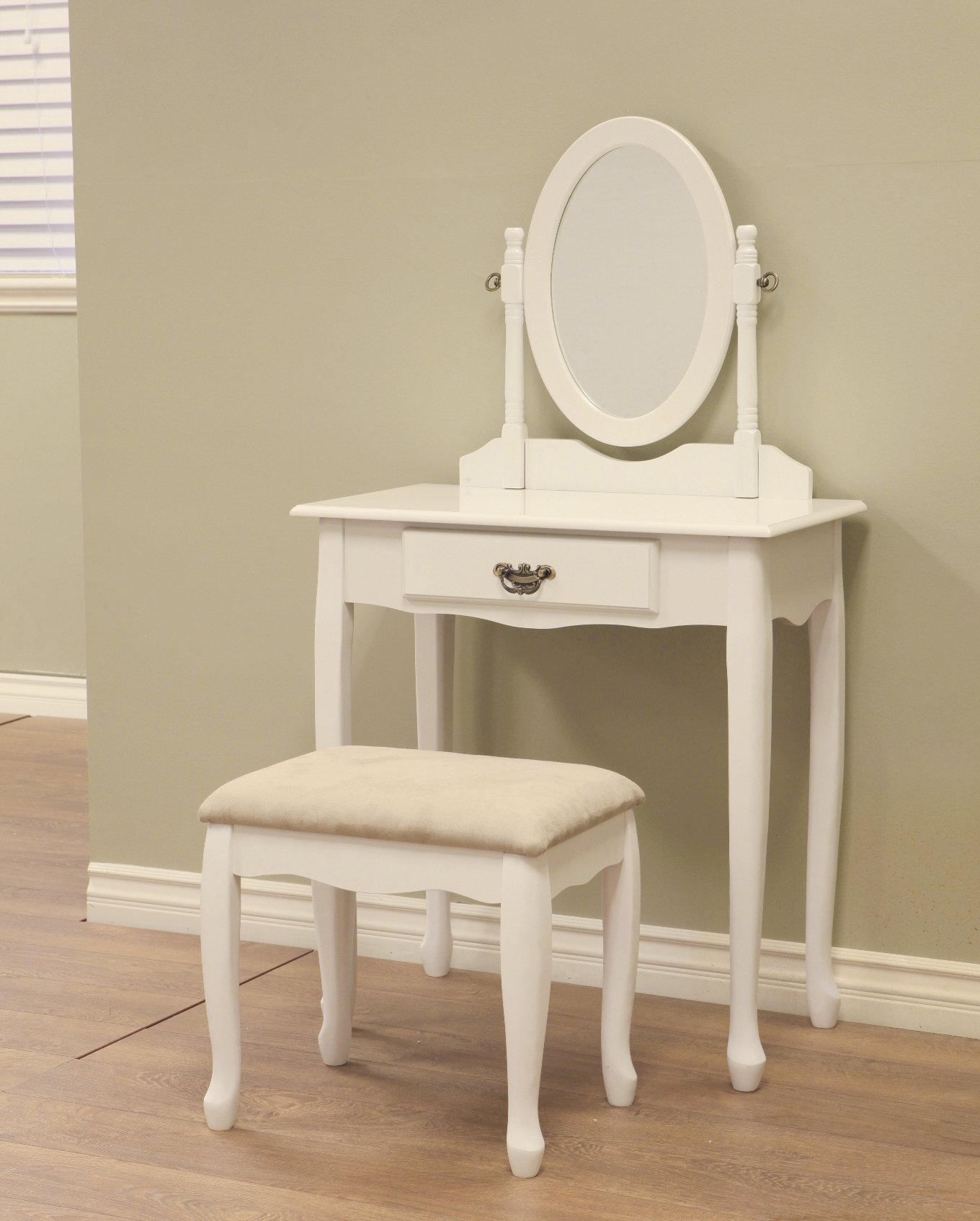 Frenchi Furniture Vanity Set with Mirror - Elegant White Dressing Table for Bedroom & Bathroom - Perfect Makeup Vanity with Storage for Women & Girls