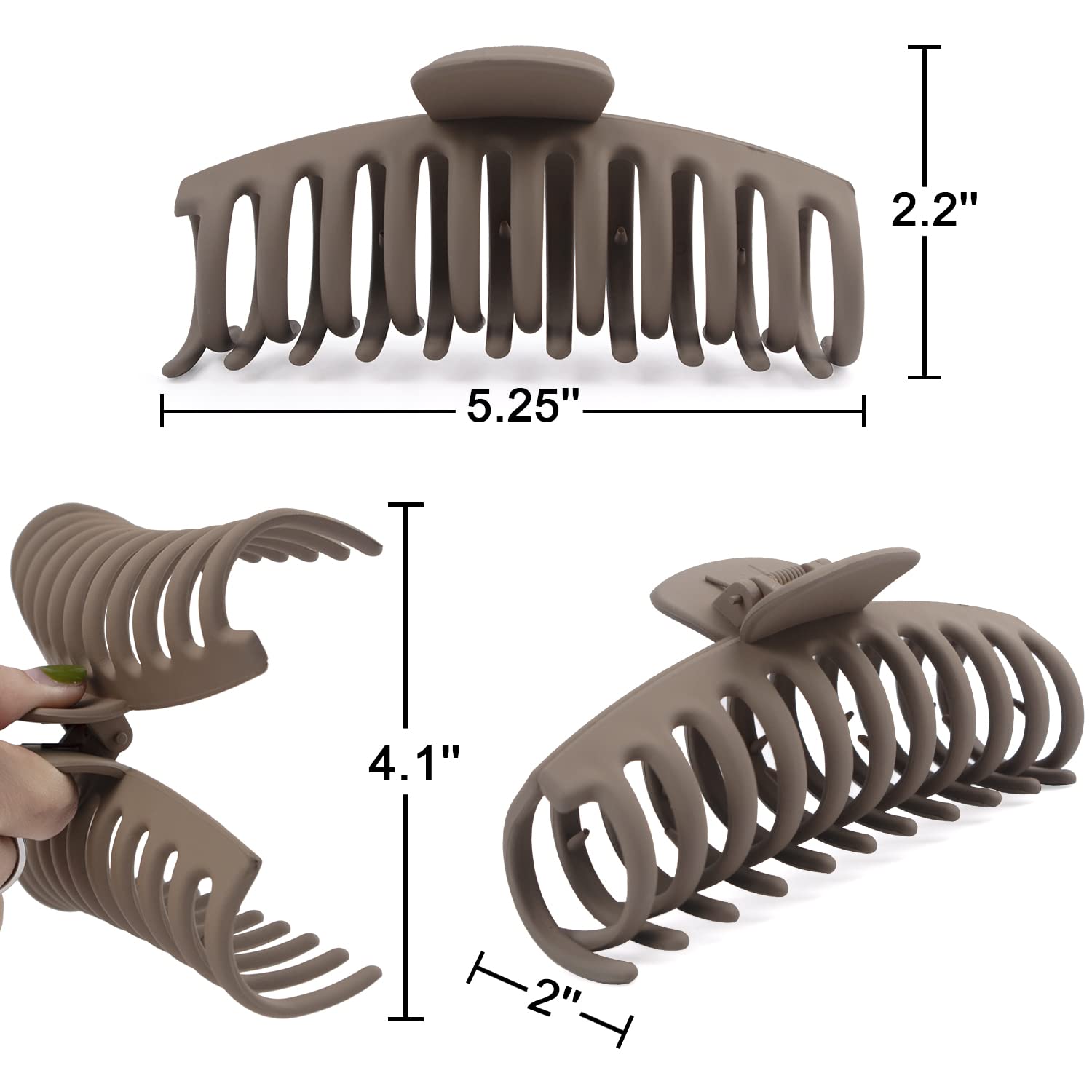 MAORULU Extra Large Hair Claw Clips for Thick Hair - 5.25 Inch Strong Hold Hair Clips for Women (4 Pack) - Perfect for Ponytails, Buns & Updos
