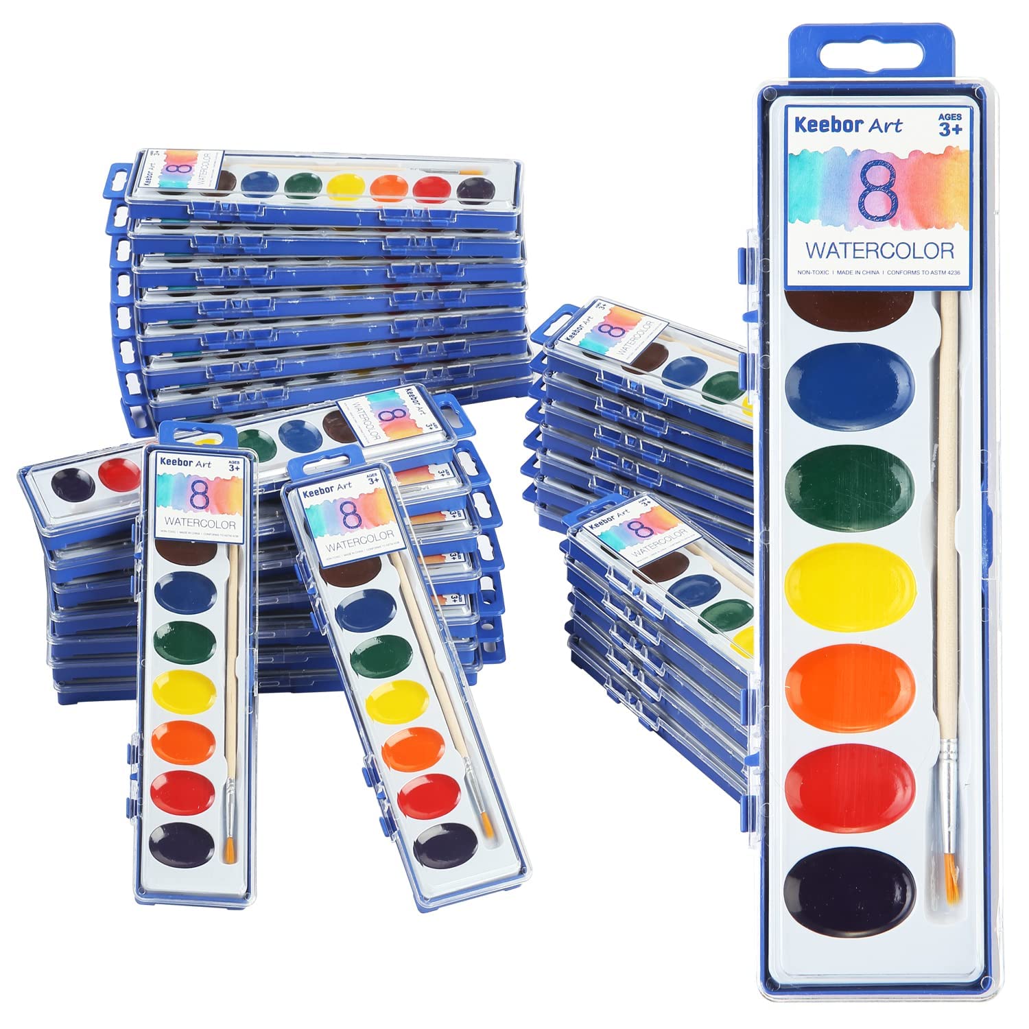 8-Color Washable Watercolor Paint Set for Kids - 36 Pack with Wood Brushes | Perfect for Art Projects, Party Favors, Birthday Gifts & Classroom Supplies | Great for School, Home & Creative Activities