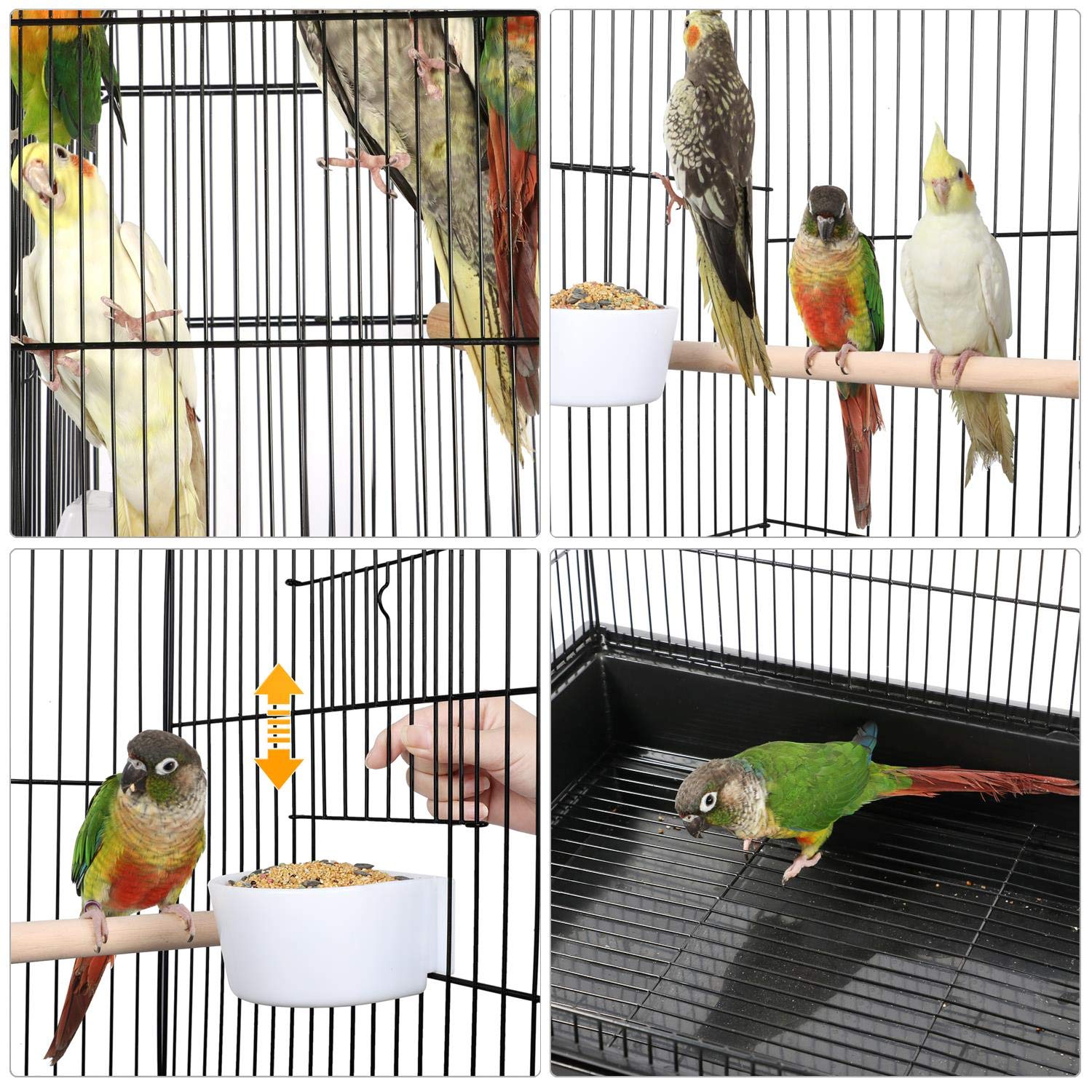 Yaheetech Open Top Rolling Parrot Cage for Cockatiels, Sun Conures & Green Cheek Parakeets - Medium Bird Cage with Detachable Stand - Perfect for Home, Office & Pet Store Use