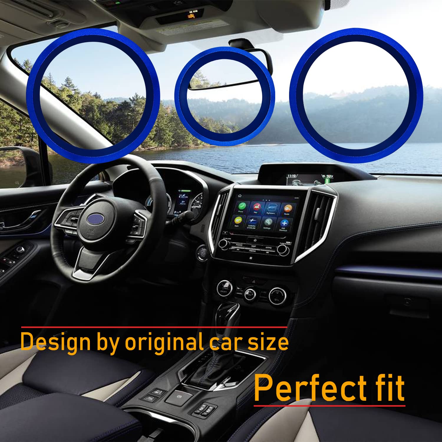 AC Switch Knob Ring for Subaru Forester 2019-2023, Crosstrek 2018-2023, Impreza 2017-2023 - 3PCS Blue Radio Control Switch Ring Accessories - Perfect for Interior Customization & Easy Climate Control Operation