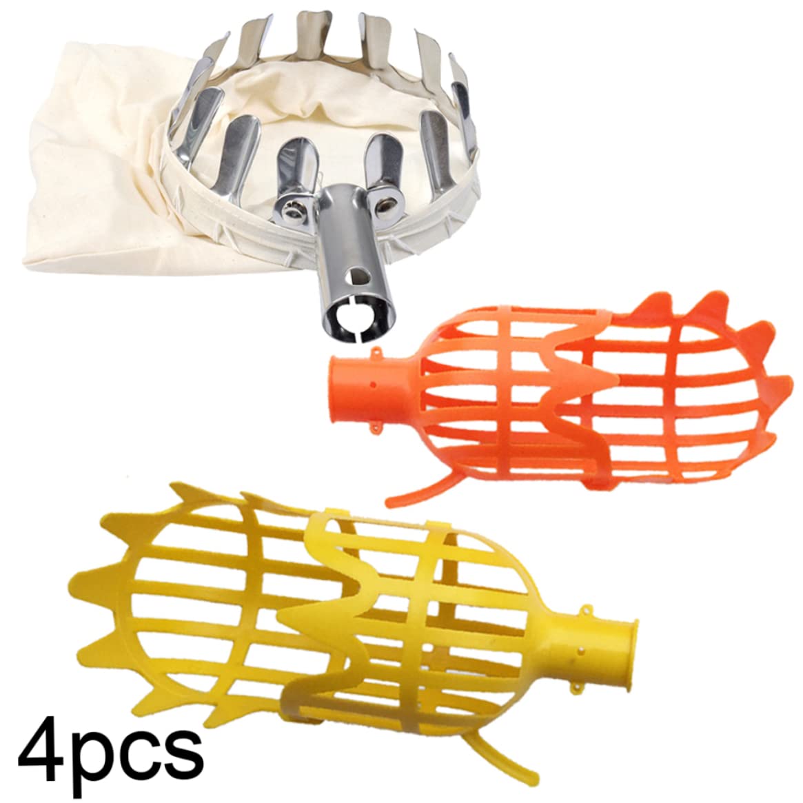 4PCS Lightweight Telescopic Fruit Picker Set - Extendable Fruit Harvesting Tool for Apples, Peaches, Lychee & Berries | Perfect for Home Garden, Orchard Harvesting & Farm Fruit Collection