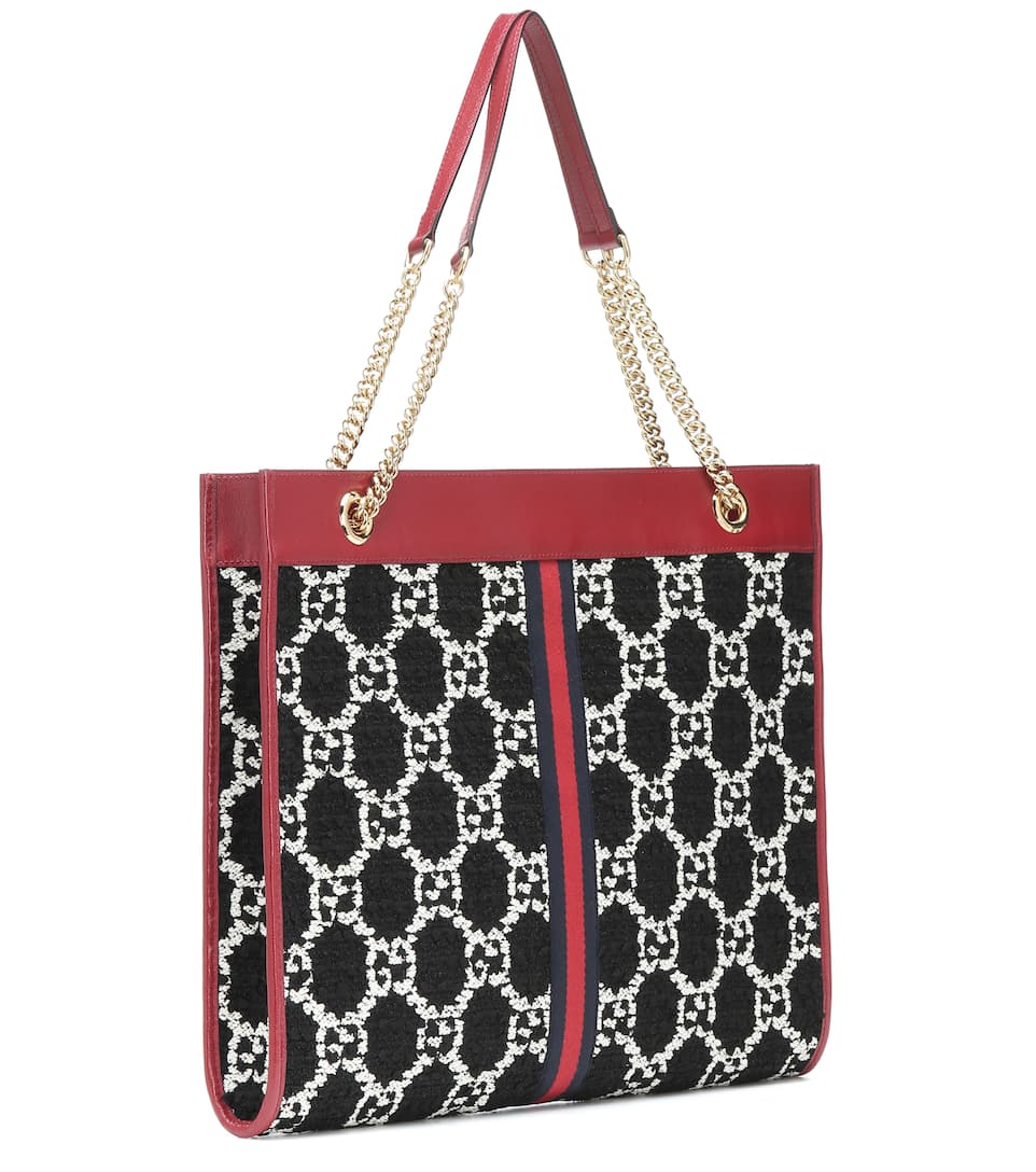 Gucci Rajah GG Tweed Large Tote Bag for Women - Black & White Checkered Pattern Designer Handbag - Perfect for Work, Travel & Everyday Luxury Fashion Accessory