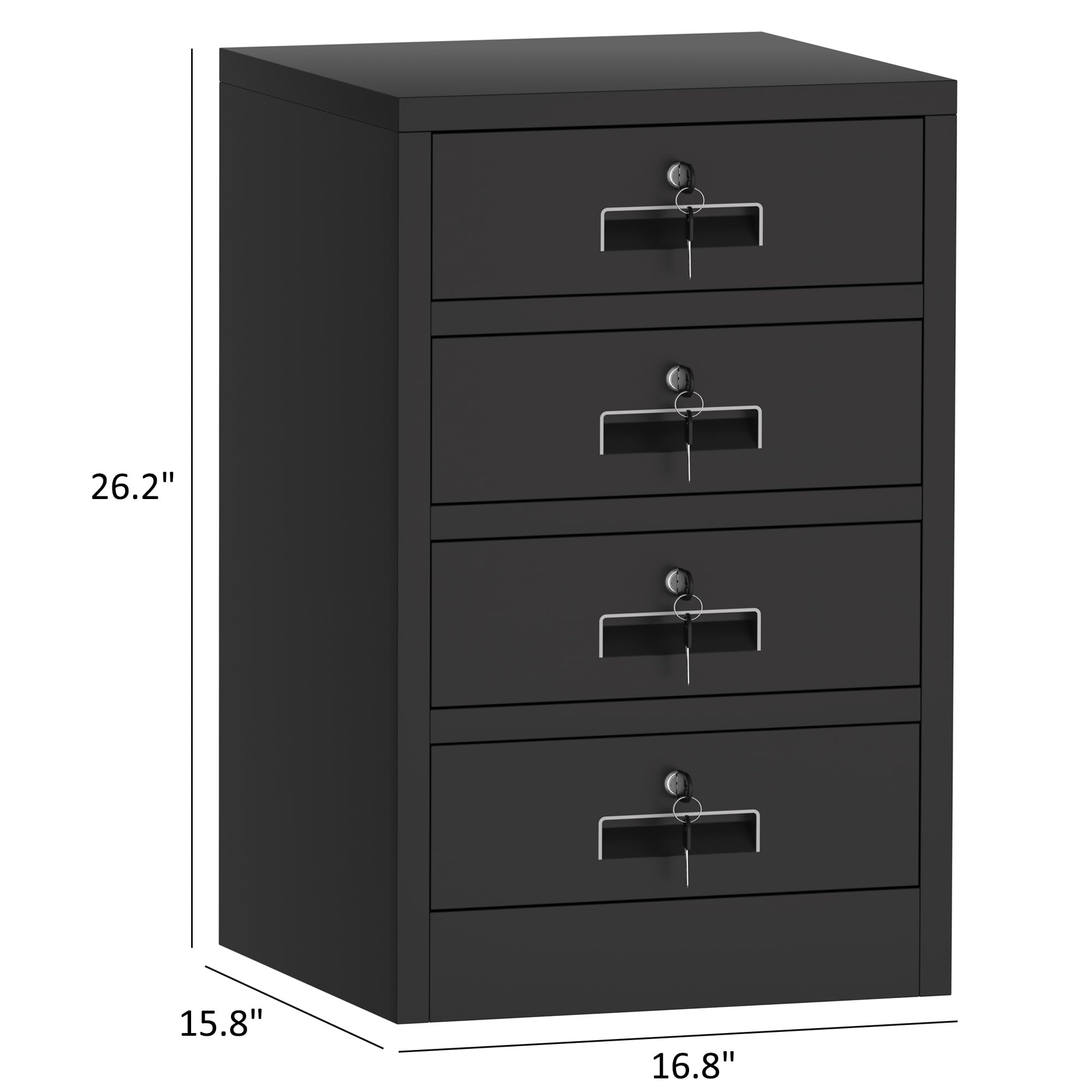 Sturdy Metal Storage Cabinet with Lockable Drawers - Secure Organizer for Home Office, Bedroom & Living Room (Black) | Perfect for Documents, Office Supplies & Home Organization