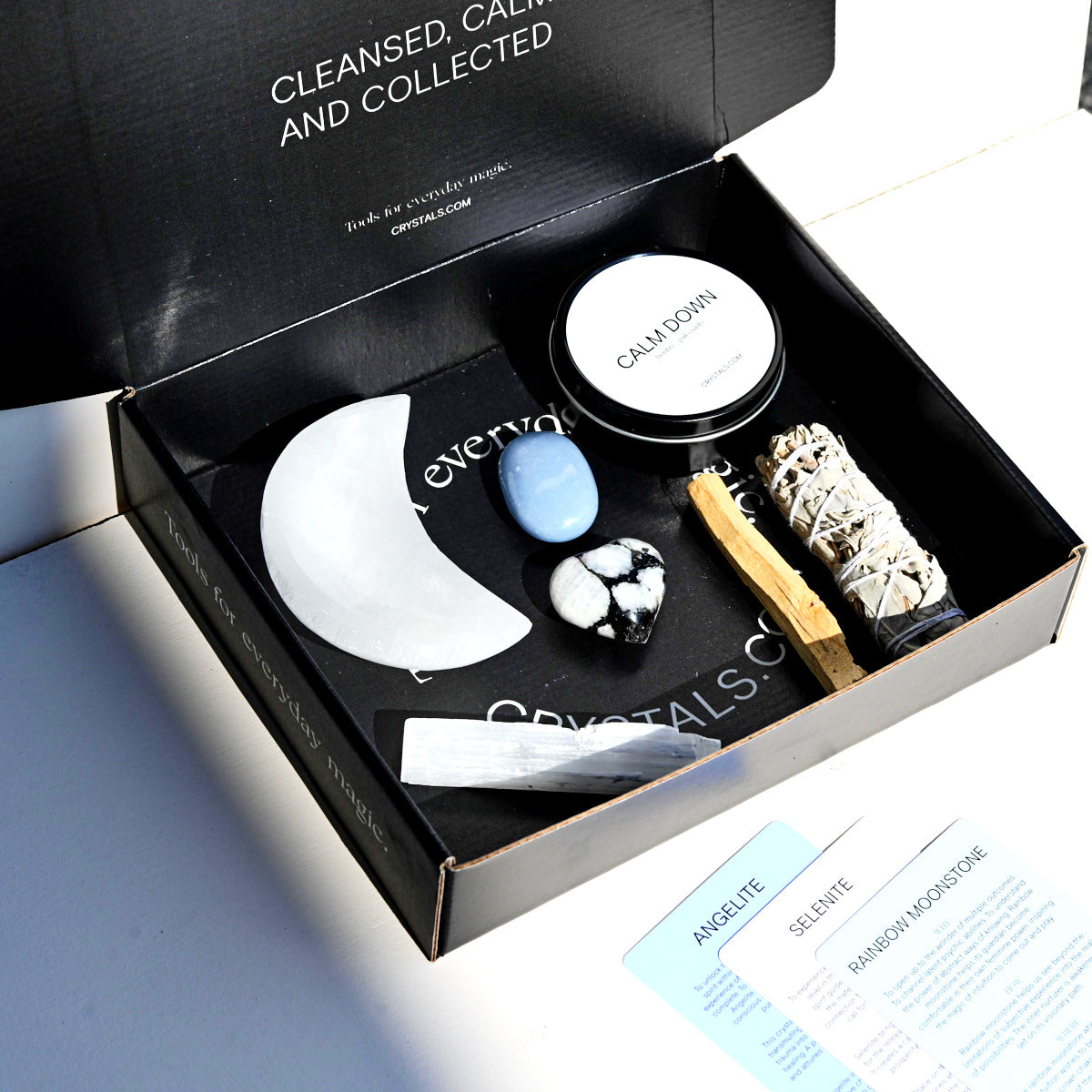 Full Moon & New Moon Crystal Ritual Kit - Healing Crystals Set for Meditation, Energy Cleansing & Spiritual Growth - Perfect for Moon Rituals, Yoga & Reiki Practice