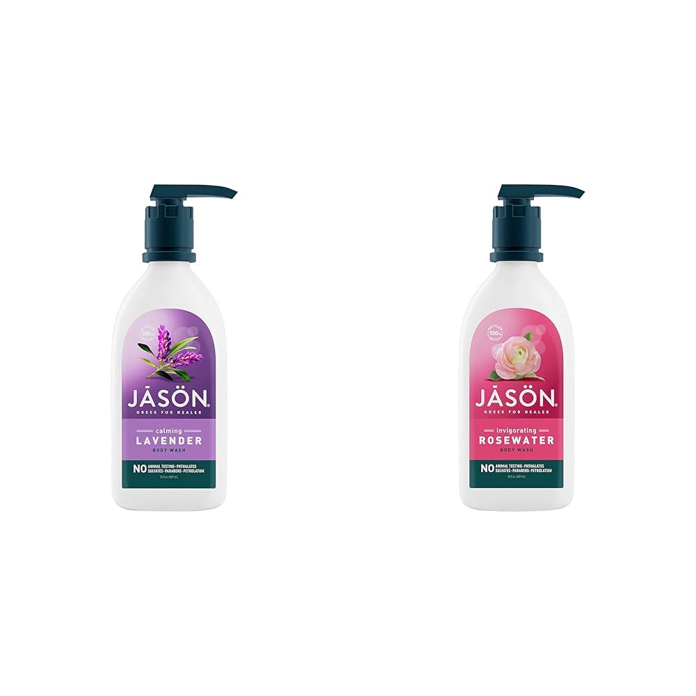 JASON Natural Body Wash - Calming Lavender & Invigorating Rosewater, 30 Oz (2 Pack) | Moisturizing & Soothing Shower Gel for Dry Skin | Perfect for Relaxing Bath & Spa Day at Home