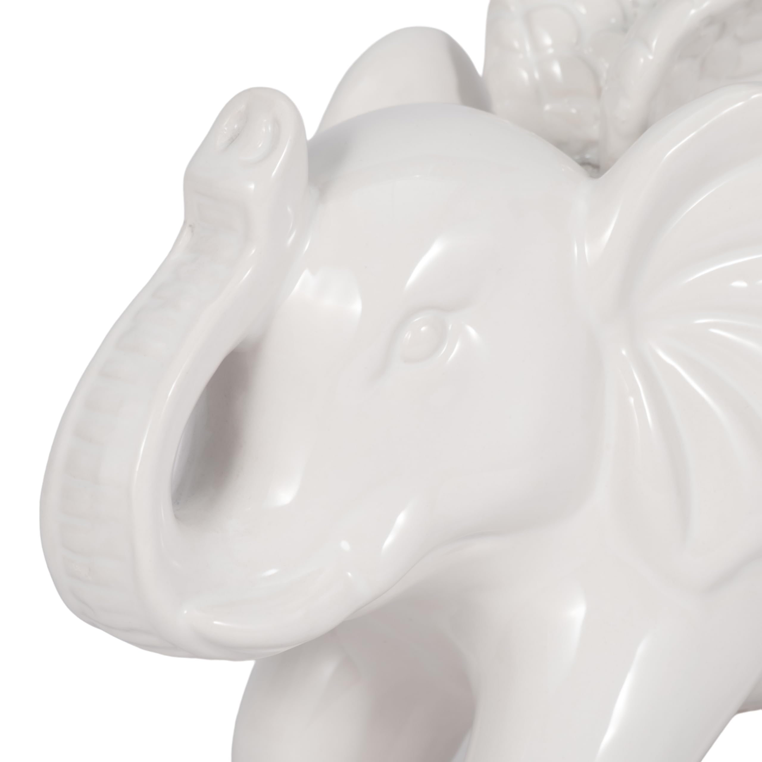 Sagebrook Home 7-Inch White Ceramic Elephant Angel Figurine - Perfect for Home Decor, Gift Giving & Spiritual Spaces
