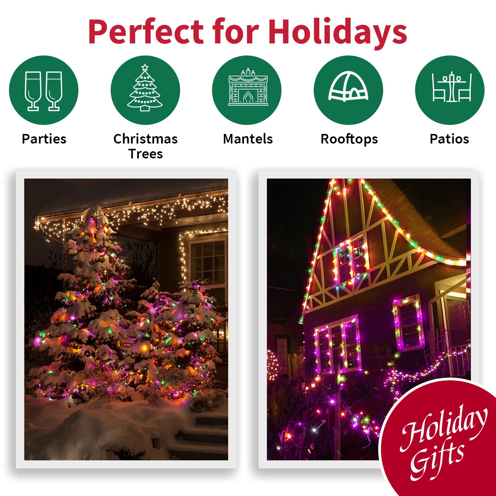 Super Bright 100 LED Extendable Halloween String Lights - 19.6ft UL Certified Orange Purple Green Mini Bulb Lights for Outdoor Christmas Tree Garden Party Decor | Perfect for Halloween, Christmas, Patio, Yard & Holiday Decoration