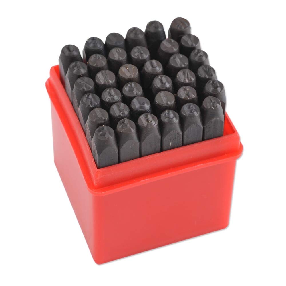 36-Piece Metal Letter & Number Stamp Set - 4mm Hardened Steel Punch for Wood, Leather & Metal Crafting - DIY Leatherworking, Woodworking & Metal Engraving Tools - Perfect for Personalized Gifts & DIY Projects