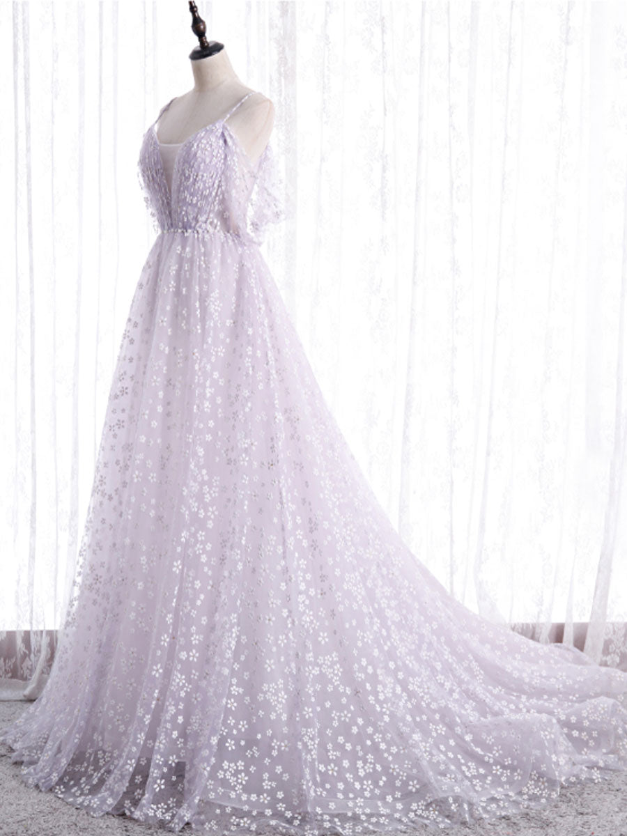 Elegant Purple Tulle Off-Shoulder Long Prom Dress for Women - Formal Evening Gown for Homecoming, Wedding Guest & Special Occasions