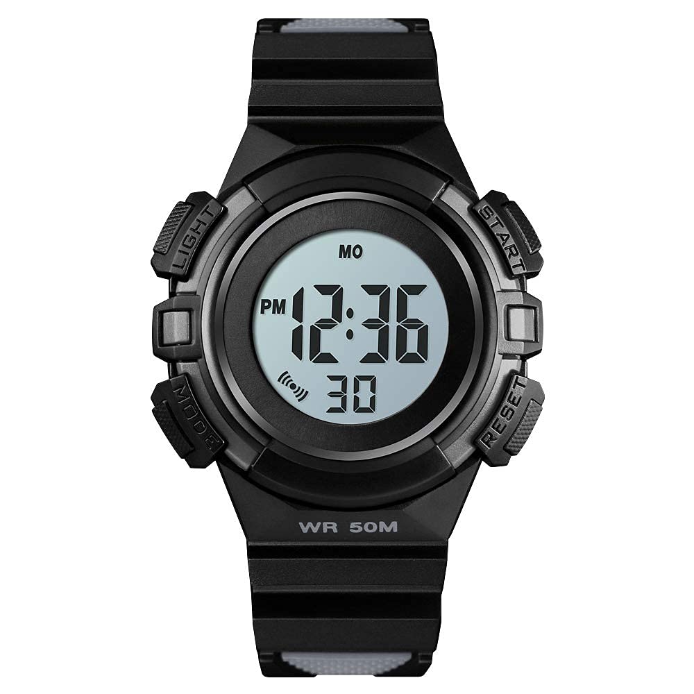 PASNEW Men's Digital Sports Watch - LED Display, Waterproof, Multifunction Outdoor Watch for Running, Hiking & Swimming - Black