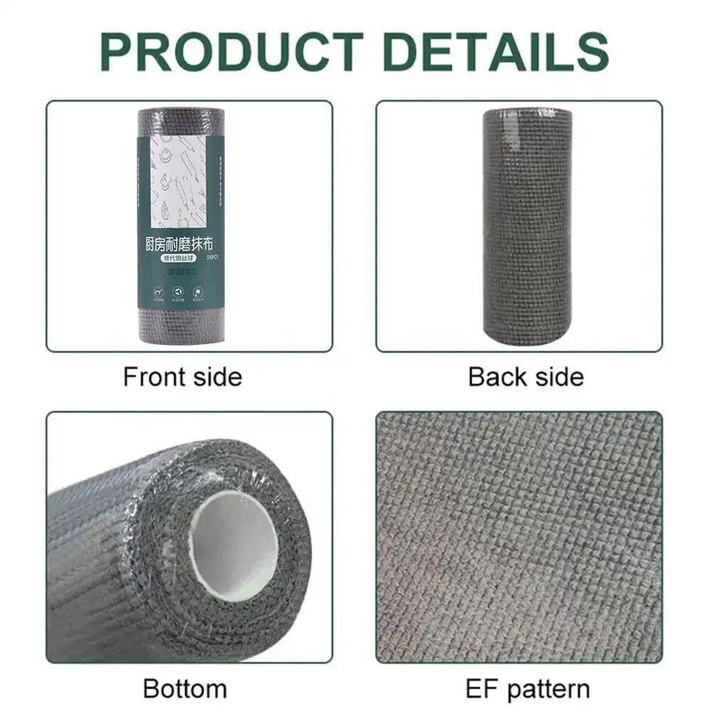 ZEELPETAL Durable Microfiber Kitchen Scrub Cloth Roll - Lint Free, Reusable Cleaning Towels for Kitchen, Multi-Purpose, 1 pc, Ideal for Countertops, Dishes, and Stainless Steel