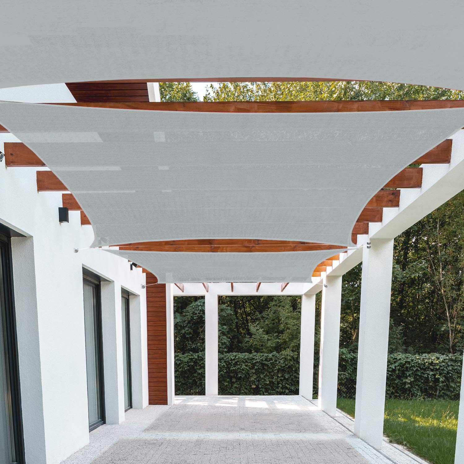 12'x12' Light Gray Sun Shade Sail Rectangle Canopy - UV Block & Permeable Fabric for Patio, Garden, Pool - Durable Outdoor Shade Solution - Custom Sizes Available