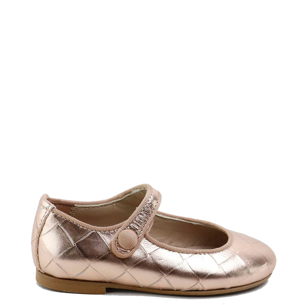 Rose Gold Square Mary Jane Flats for Women - Elegant Comfortable Shoes for Work, Party & Casual Wear