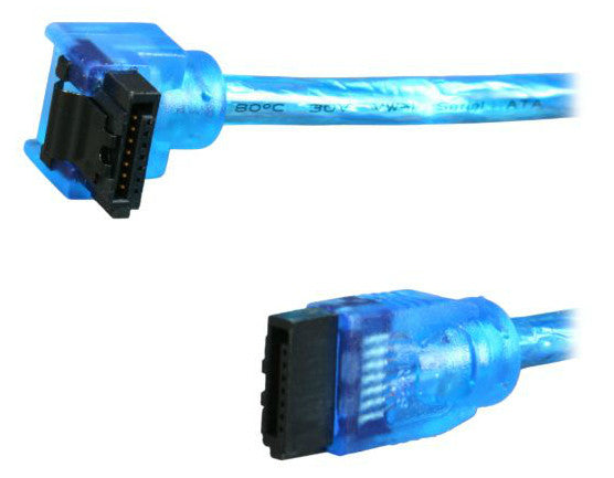Premium SATA III 6Gbps Cable 10 Inch - UV Blue Straight to Right Angle Adapter - High Speed Data Transfer for PC, SSD, HDD - Perfect for Gaming Rigs and Home Office Setups
