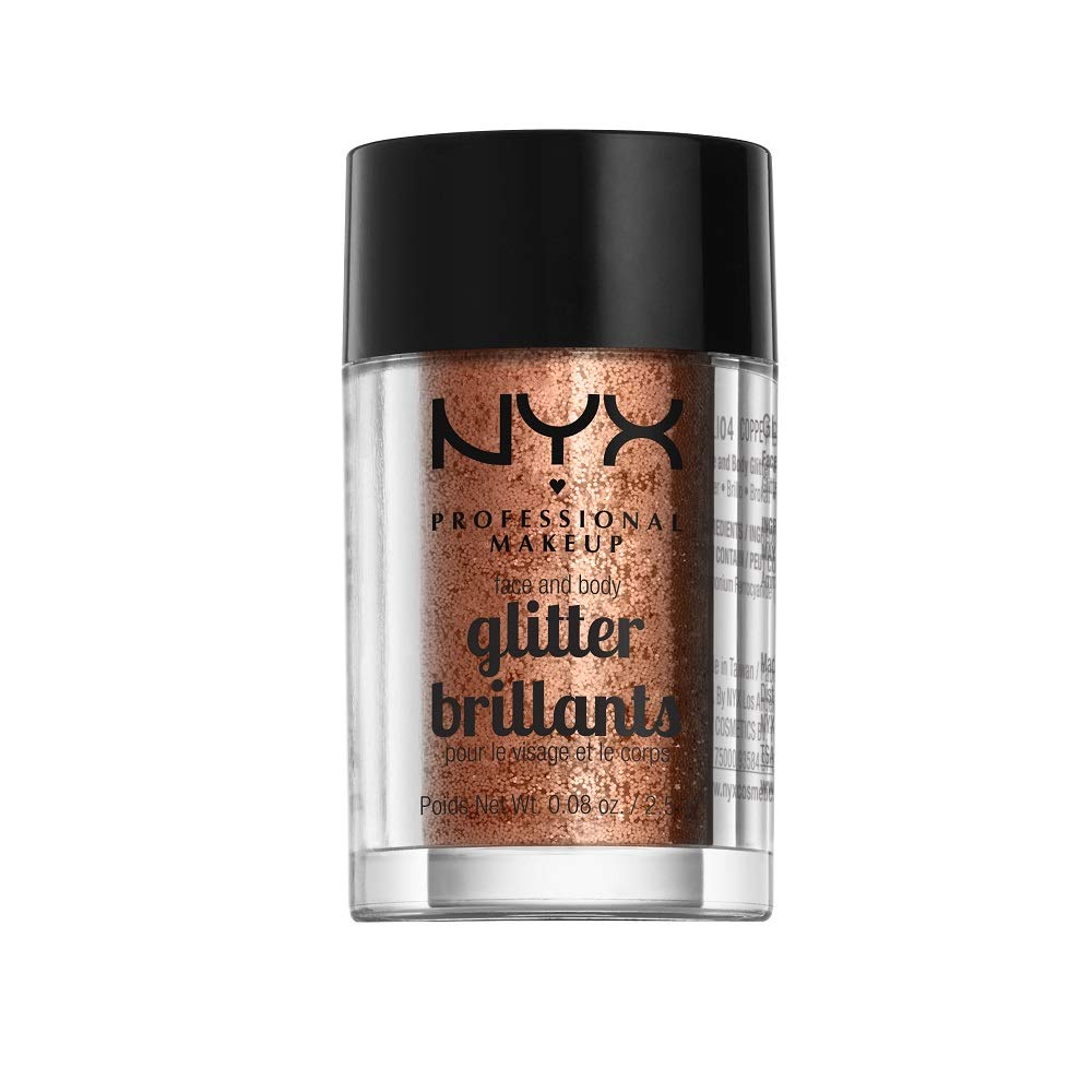 NYX Professional Makeup Face & Body Glitter in Copper - Long Lasting Cosmetic Glitter for Face, Body & Hair - Perfect for Parties, Festivals, Halloween & Special Occasions