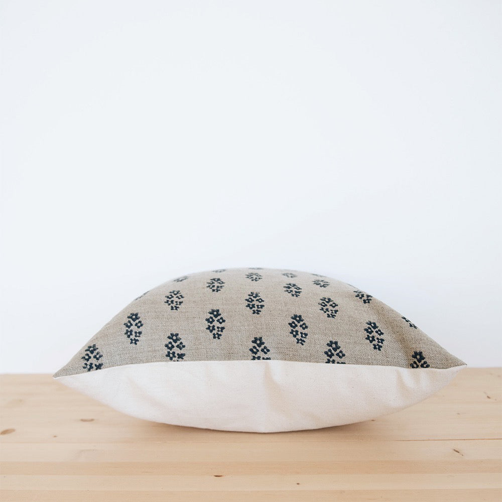 Handmade Linen Block Printed Pillow Cover No. 0222 - Bohemian Home Decor for Living Room, Bedroom & Sofa