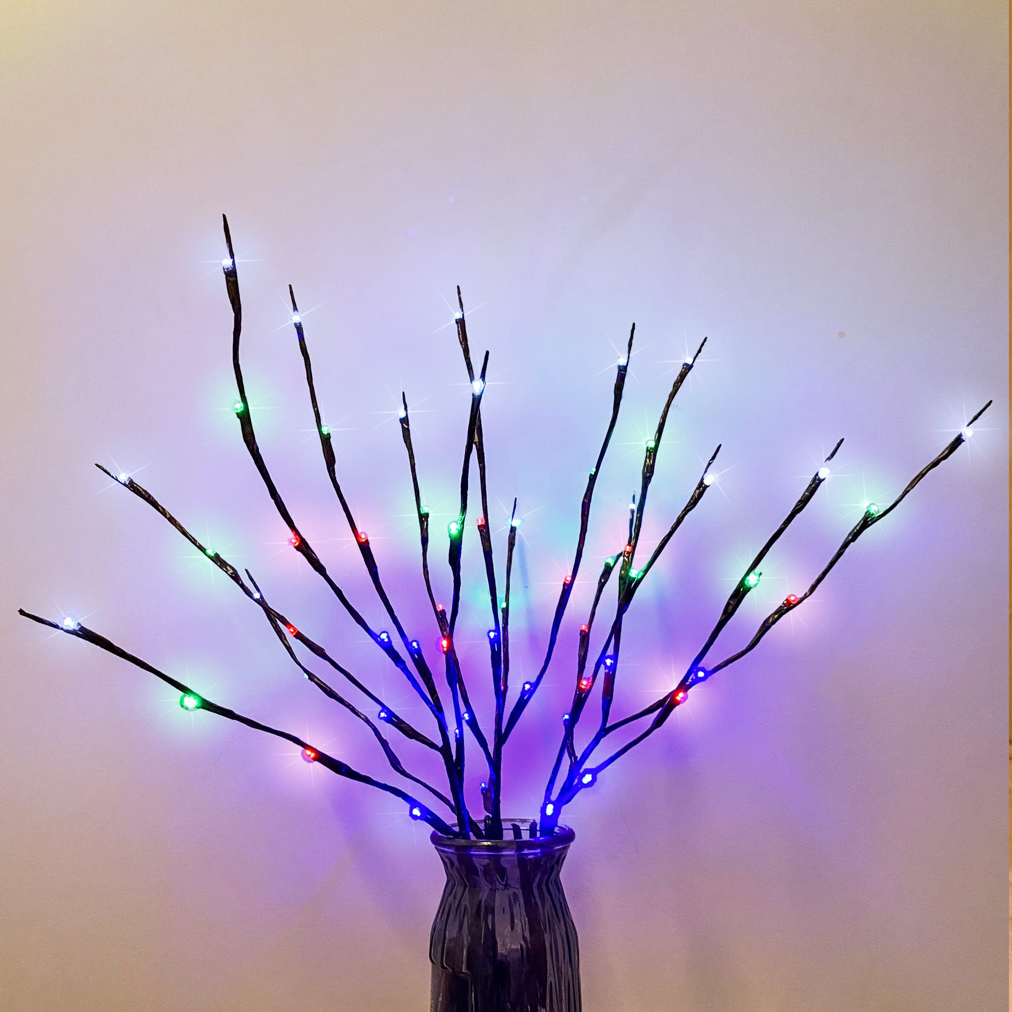 RENUS USB Powered Twig Lights with Remote Control - 8 Flashing Modes, Multi-Colored Branch Lights for Indoor & Outdoor Decor (3pcs) - Perfect for Christmas, Parties, Garden, and Home Decoration
