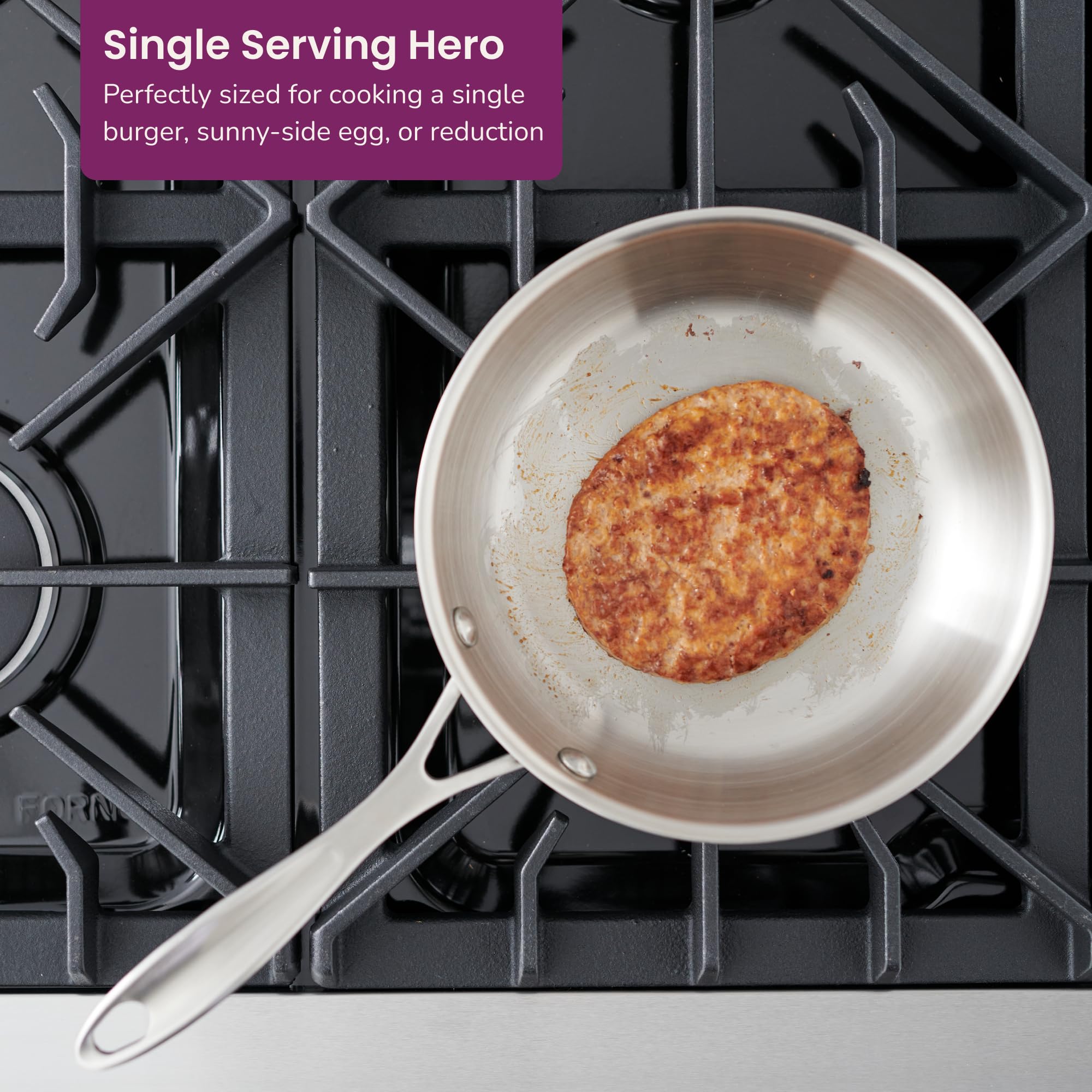 8 Inch Small Stainless Steel Skillet & Frying Pan - Made in USA - Perfect for Sautéing, Frying & Cooking Eggs, Pancakes & More in American Kitchens