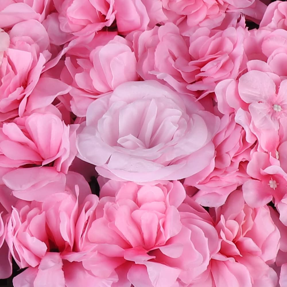 12Pcs Artificial Silk Rose Flower Wall Panels - Fake Hydrangea & Rose Floral Decor for DIY Wedding Backdrop, Banquet Party Decoration (Pink Dahlia, Champagne, Pink Rose) - Perfect for Home Decor, Bridal Showers & Event Wall Panels