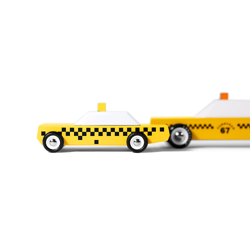 Candylab Junior Taxi Toy Car - Classic Wooden Pull Back Vehicle for Kids Ages 3+ | Perfect for Pretend Play, Birthday Gifts & Collectible Display