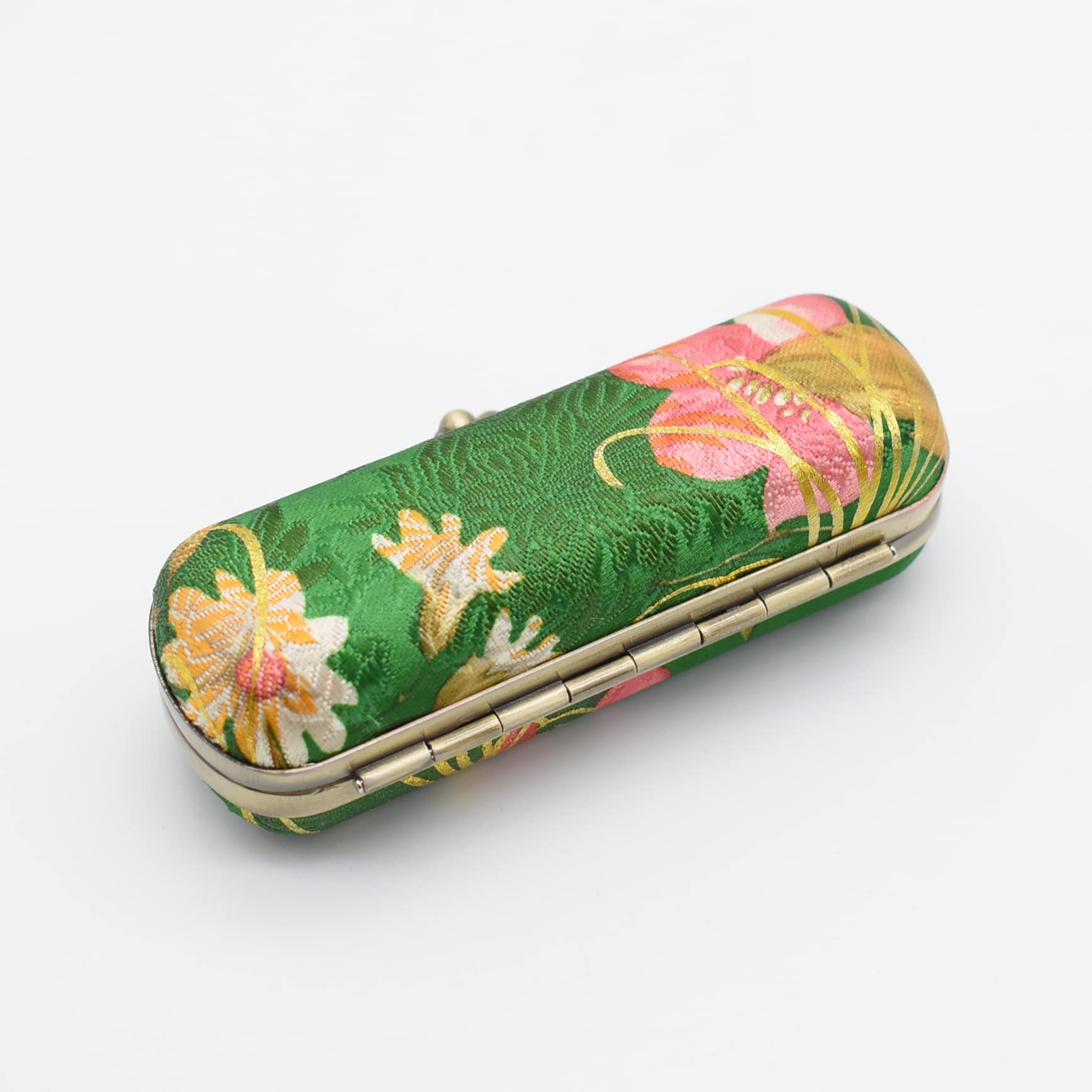 Floral Lipstick Case with Mirror for Women - Elegant Green Makeup Organizer for Travel, Home & Daily Use