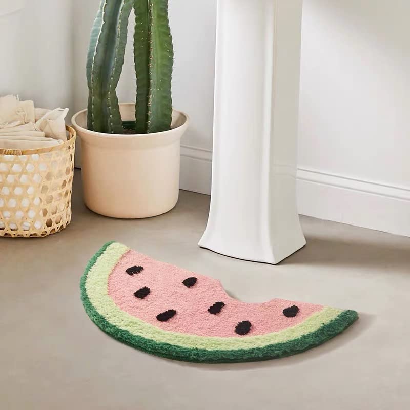 **Pink Watermelon Bath Mat - 27x14 Inch Soft Absorbent Bathroom Rug, Non-Slip Fruit Themed Decor for Tropical Bathroom, Bedroom, Living Room & Entryway - Perfect for Summer & Beach House Decor**