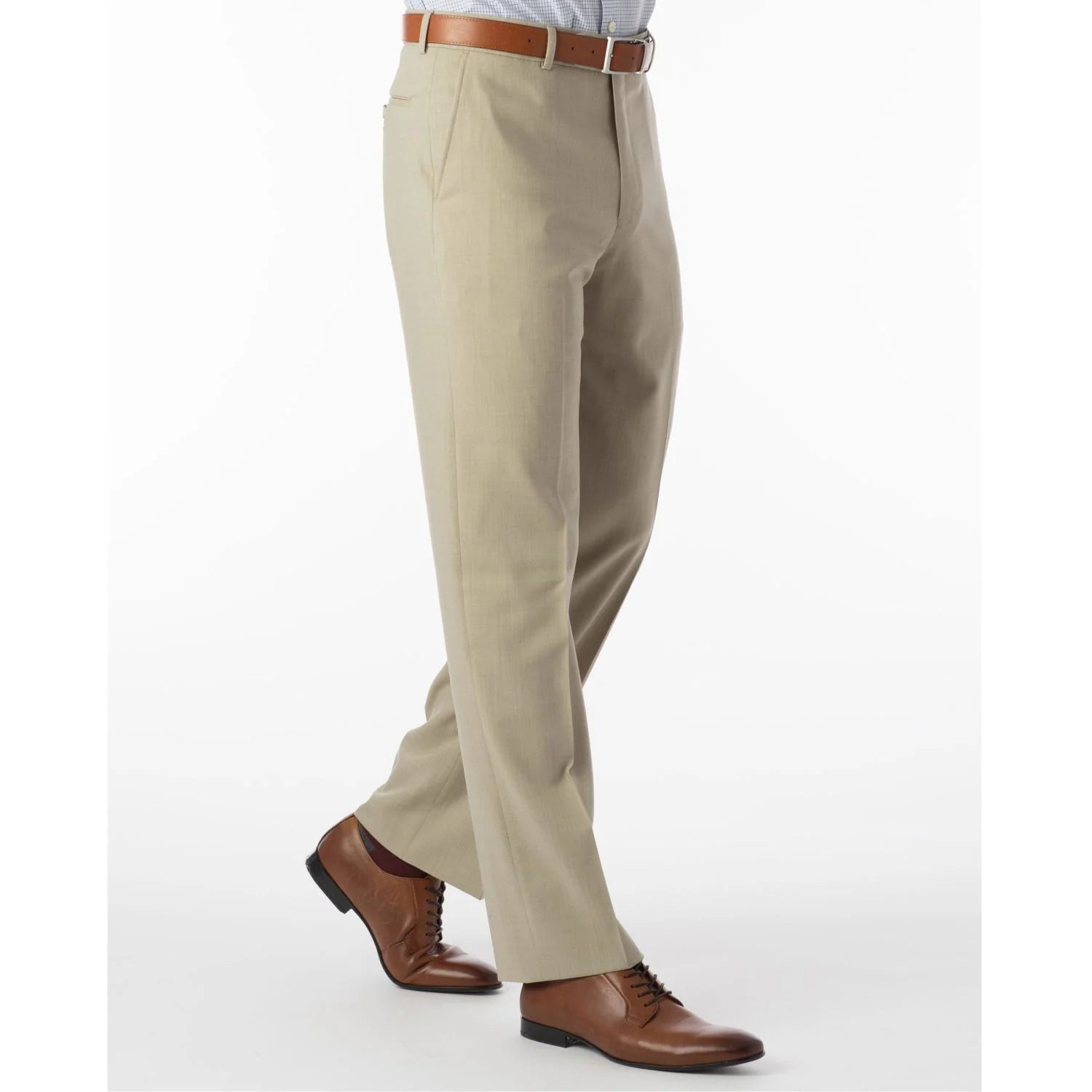BALLIN Women's Slim Fit Tan Solid Twill Travel Dress Pants - Comfortable & Stylish for Business Trips, Office Wear & Casual Outings
