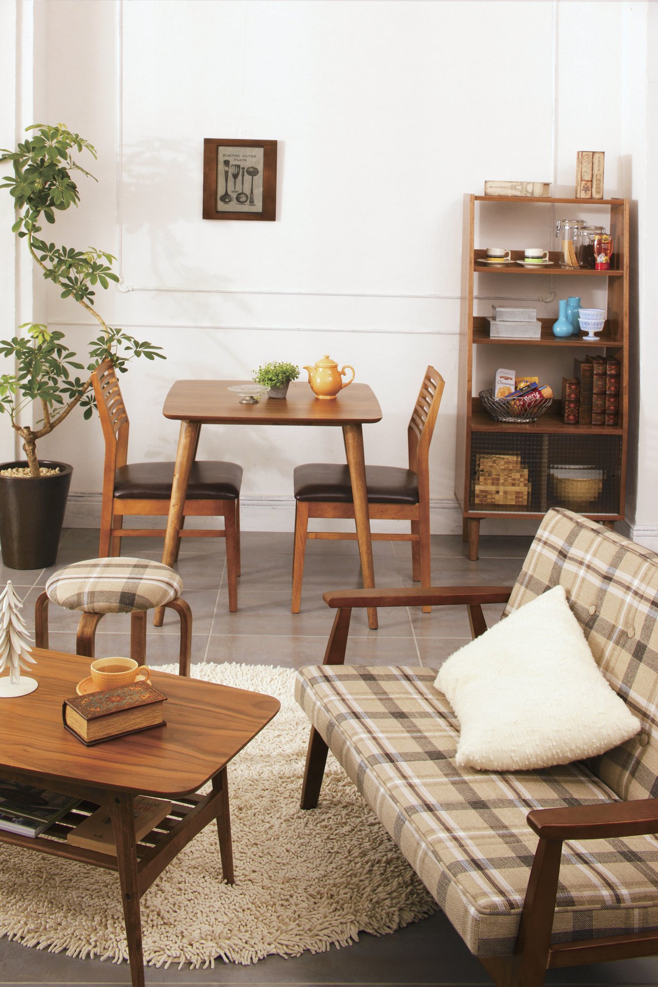 AZUMAYA TAC-227WAL Modern Walnut Coffee Table - 36 Inch Round Wooden Living Room Table with Storage Shelf - Perfect for Small Spaces, Apartments & Cozy Home Decor