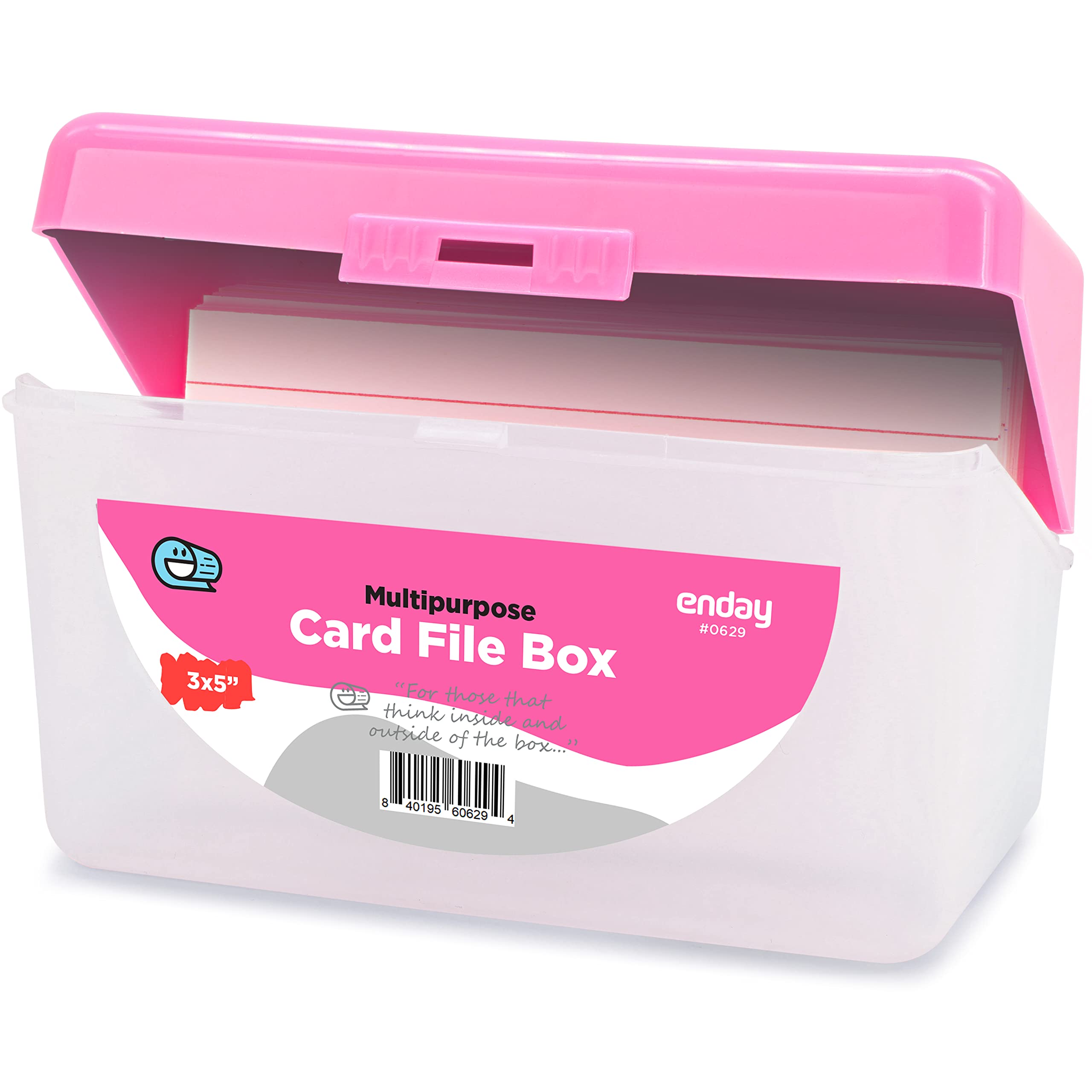 Enday 3x5 Index Card Holder - Pink, Purple, Red, Green, Blue, Grey | Flip Top Flash Card Organizer Case for Notes, Recipes & Study Cards | Holds 250 Index Cards (36 Pack) - Perfect for School, Office & Home Organization