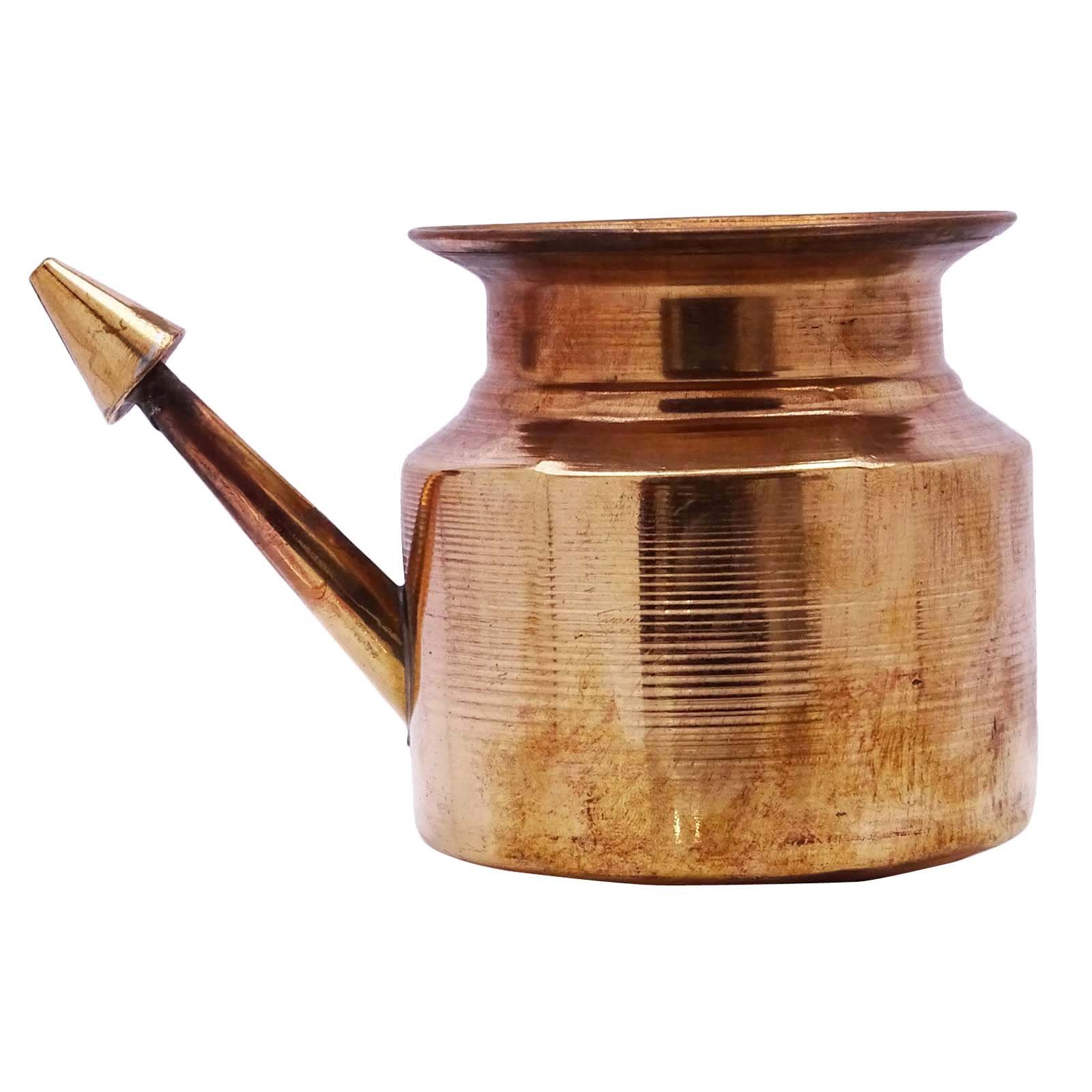 Authentic Pure Copper Neti Lota Ramjhara Prayer Kalash - Traditional Hindu Pooja Pot for Religious Ceremonies & Home Altar Decor
