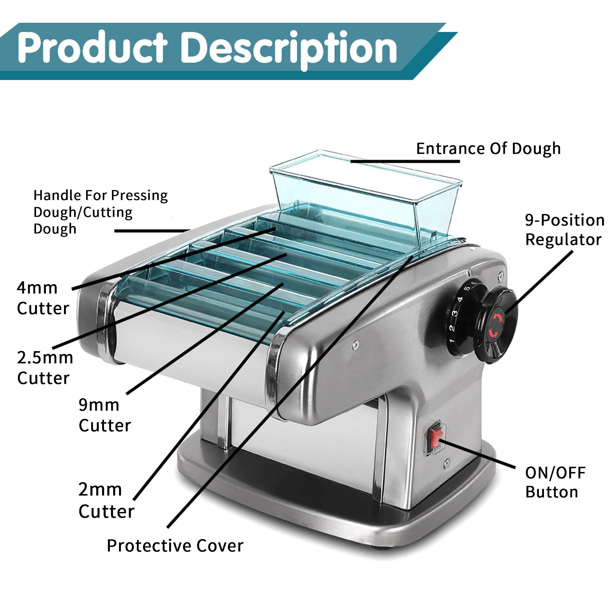 LIJCC Automatic Electric Pasta Maker Machine - Multifunctional Kitchen Tool for Homemade Pasta, Ravioli, Dumplings & Wontons with Protective Cover | Perfect for Italian Cuisine, Asian Dishes & Family Cooking