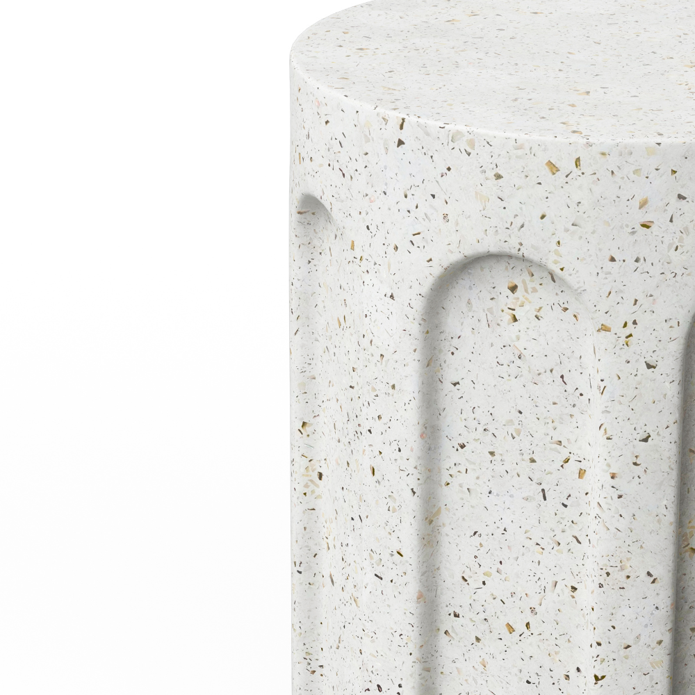 Atlas Outdoor Concrete Round Stool - Durable Garden & Patio Seating for Backyard, Poolside & Fire Pit Areas - Weather-Resistant Modern Design