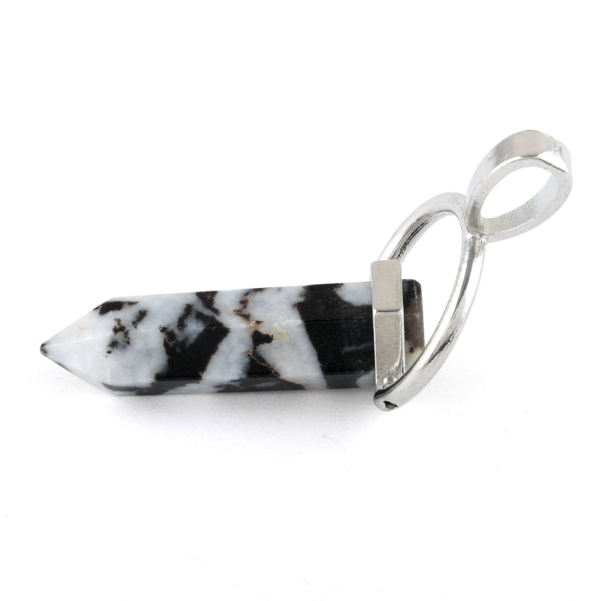 8X35mm Faceted Single Point Swing Zebra Jasper Pendant - Natural Stone Jewelry for Women, Boho Necklace, Healing Crystal Gift for Meditation & Spiritual Protection