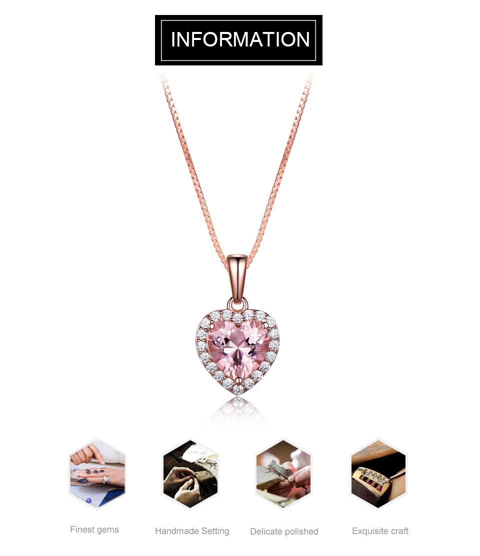 14K Rose Gold Plated Diamond Simulant Round Solitaire Pink Pendant Halo Necklace for Women - Adjustable Slider Chain, Valentine's Day Gift, Anniversary Jewelry (Heart/Dot/Butterfly Design) | Perfect for Date Nights, Weddings & Special Occasions