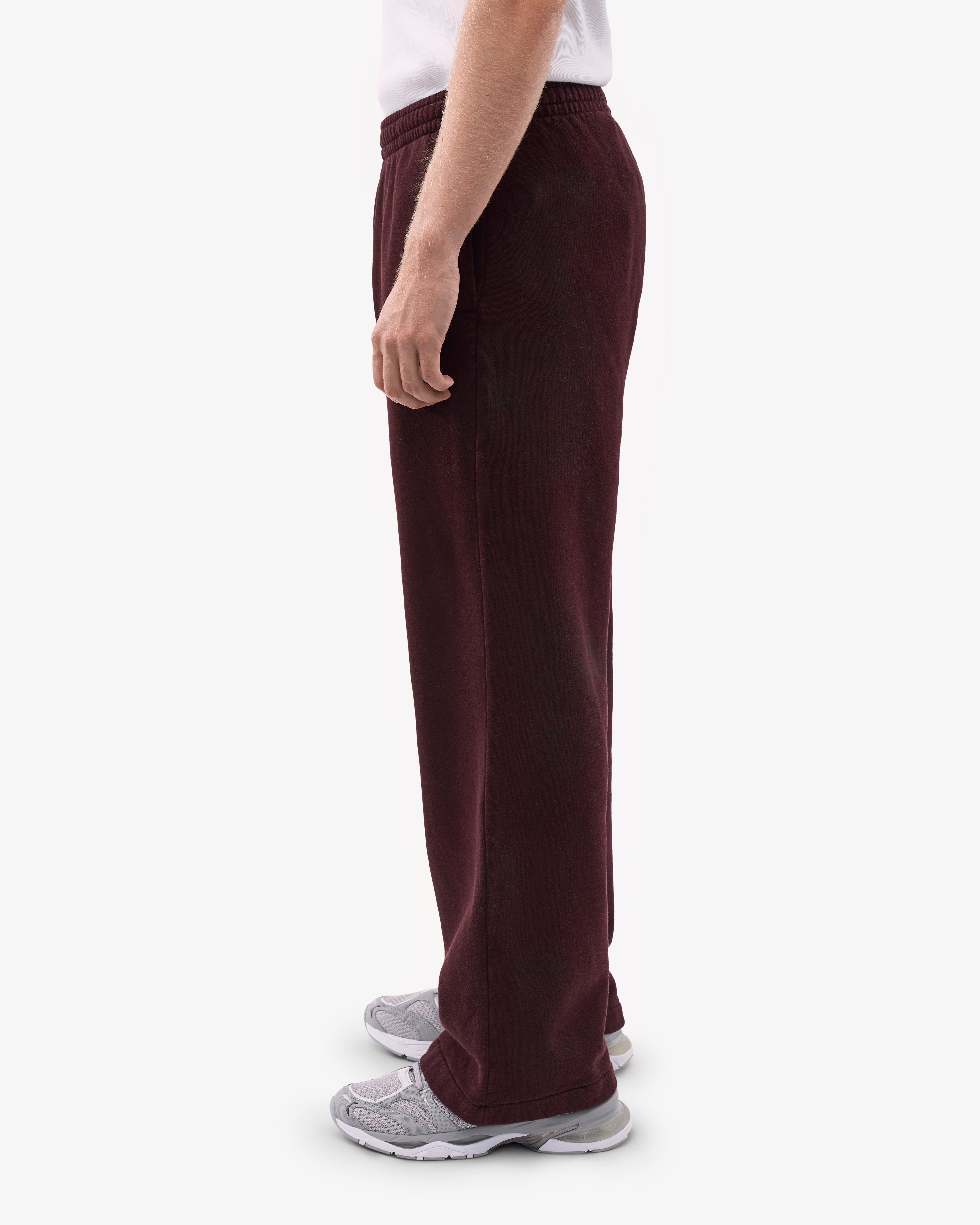 Organic Straight Leg Sweatpants for Women - Soft Comfortable Lounge Pants in Oxblood Red - Perfect for Yoga, Running & Casual Wear