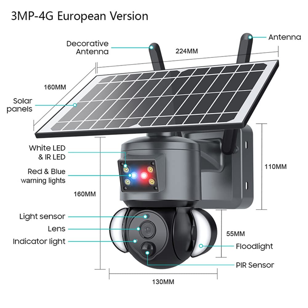 3MP Solar Security Camera Outdoor - HD Waterproof Surveillance Cam with Night Vision, Motion Detection - Ideal for Home, Yard, and Business Security Monitoring