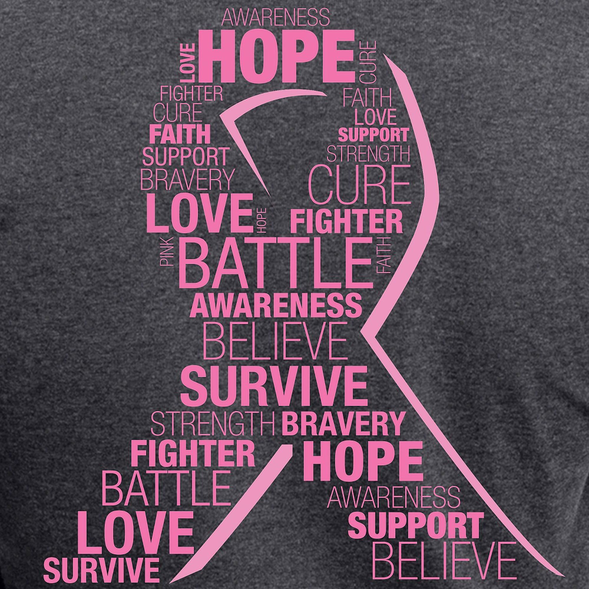 Breast Cancer Awareness Ribbon Pajama Set for Women - Charcoal Grey Novelty Sleepwear | Comfortable Lounge & Sleep Pajamas for Cancer Survivors & Supporters