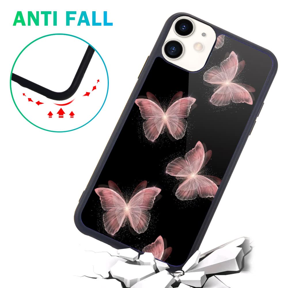 MAYCARI iPhone 12 Pro Max Case with Butterfly Design - Hard Back & Soft TPU Bumper Protective Cover for Women | Stylish Phone Case for Everyday Use, Work & Travel
