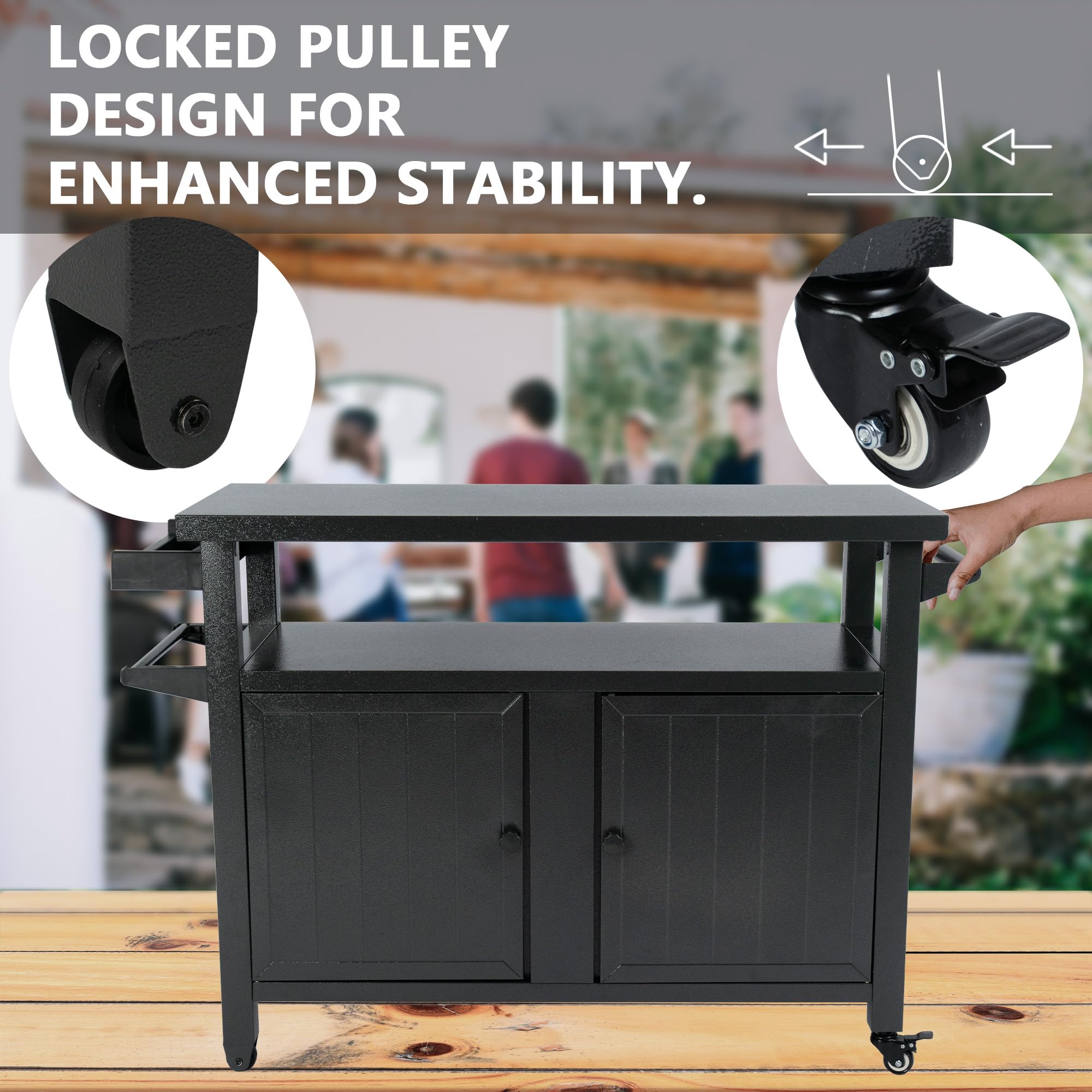 Kozyard BBQ Grill Storage Cart with Wheels - Heavy Duty Metal Outdoor Grill Table & Prep Station for Patio, Backyard, Home Kitchen, Party & Bar - Grey (KZGC24) | Perfect for Outdoor Cooking, Dining & Entertaining