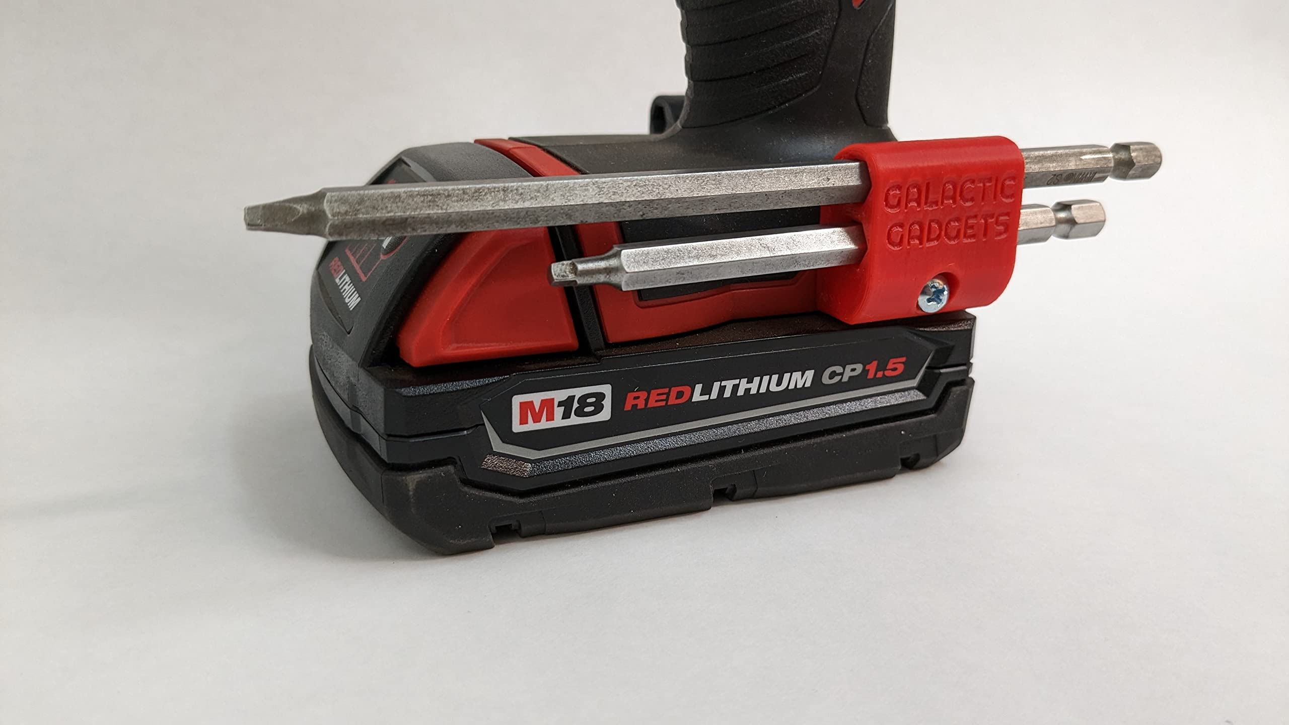 Milwaukee M18 Drill Magnetic Bit Holder - Side Mounted with Strong Magnets, Low Profile Design for Easy Storage - Galactic Gadgets (Red) - Perfect for DIY Projects, Construction Work & Home Repairs