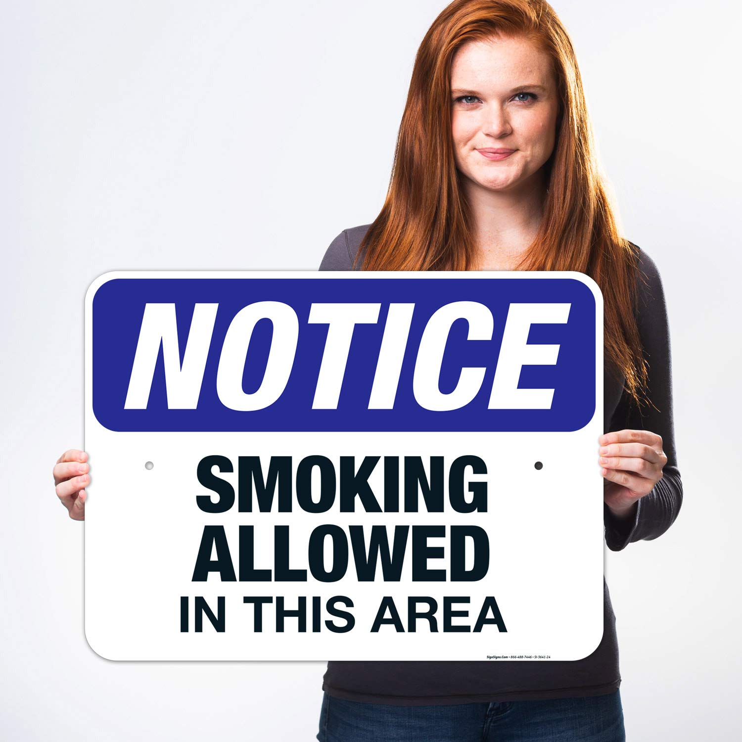 Smoking Allowed in This Area Sign - OSHA Compliant 18x24 Inch Rust-Free Aluminum Sign - Fade Resistant for Indoor & Outdoor Use - Made in USA - Perfect for Workplaces, Restaurants and Public Areas