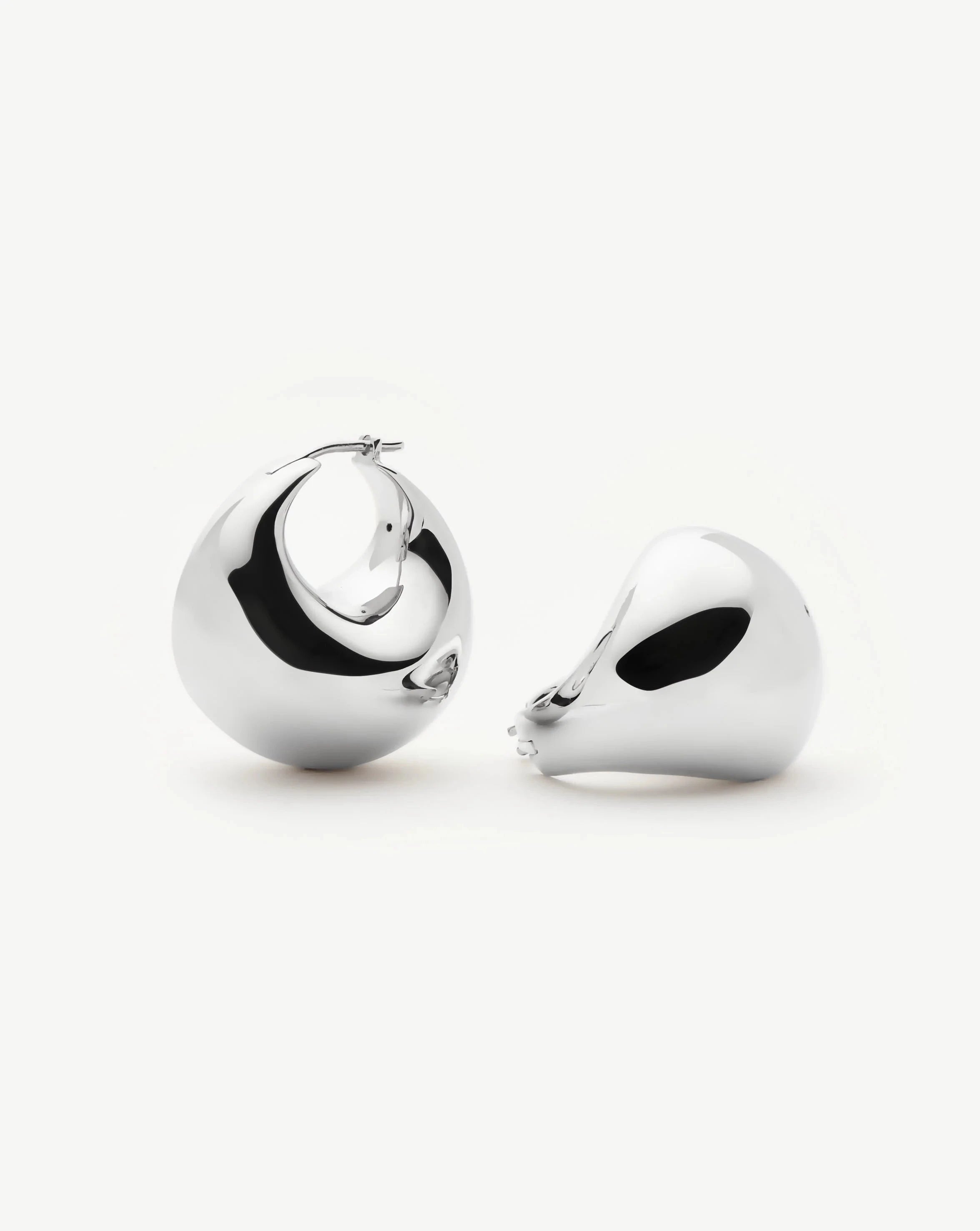 Stylish Sculptural Chubby Dome Medium Hoop Earrings - Silver Plated Jewelry for Women | Perfect for Casual Wear, Date Night & Special Occasions