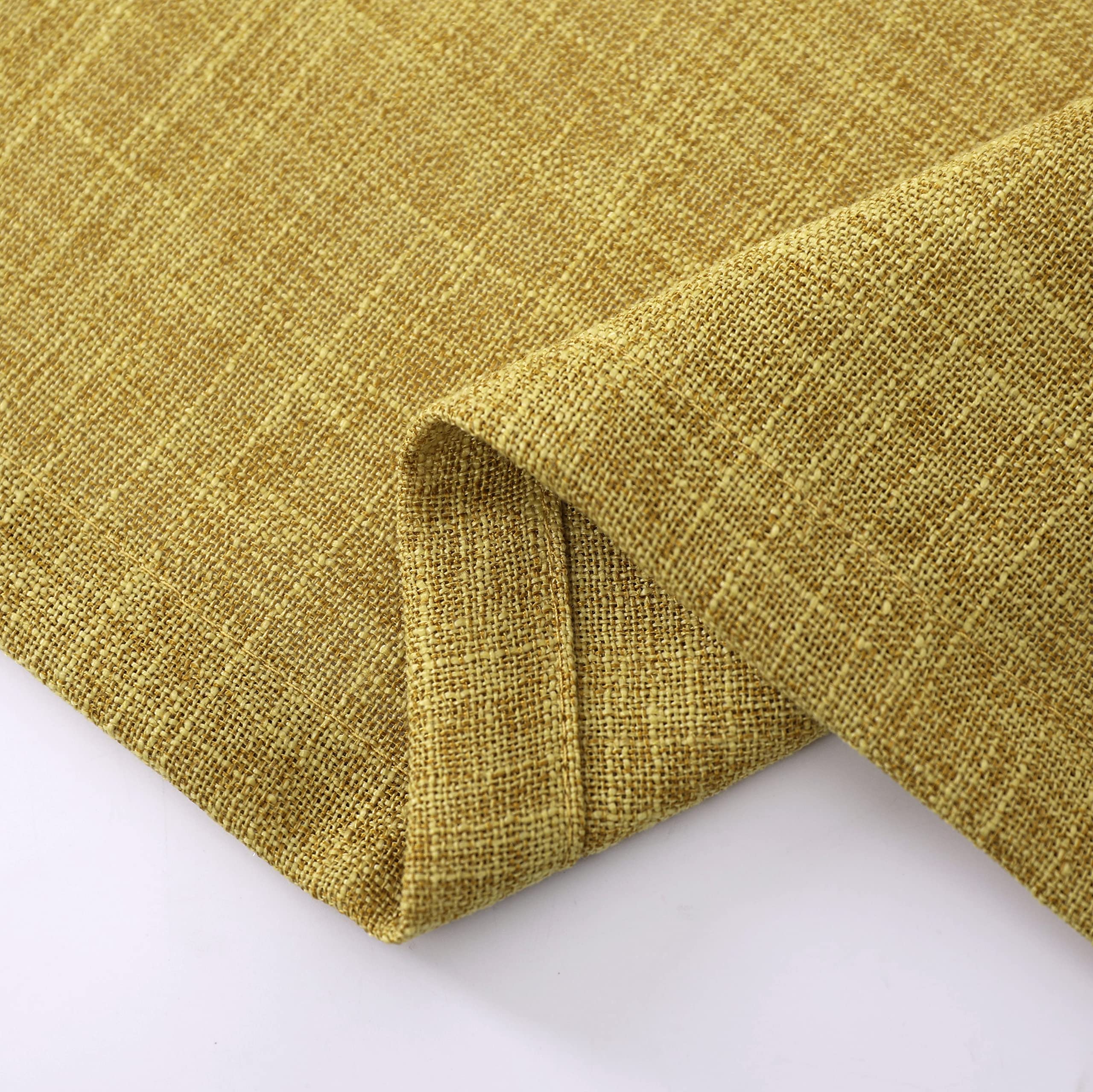 GYROHOME Semi Sheer Short Gold Curtains - Pack of 3, Kitchen Cafe Curtains with Casual Weave, Half Window Treatments for Small Windows (52x14 inch + 26x24 inch Panels) - Perfect for Kitchen, Bathroom, and Office Windows