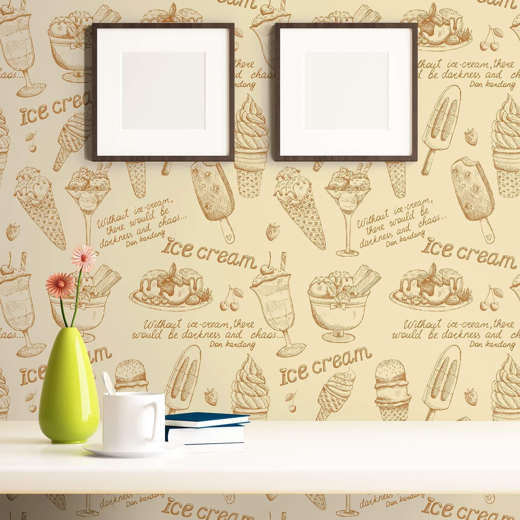 Brown Food Themed Peel and Stick Removable Wallpaper - Self-Adhesive Decorative Wall Covering for Kitchen, Dining Room & Home Decor - Easy to Install & Remove