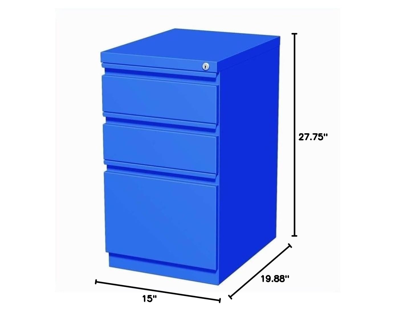 Home Square 2-Piece Metal File Cabinet Set with 3 Drawers - Classic Blue Office Storage Solution for Documents, Files & Office Supplies | Perfect for Home Office, Small Business & Workspace Organization