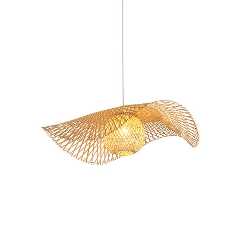 Modern Bamboo Frame Pendant Light - Handwoven Natural Rattan Hanging Lamp for Dining Room, Kitchen Island & Bedroom - Eco-Friendly Home Decor Lighting Fixture